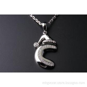 925 silver pendant letter C with white CZ , excellent quali